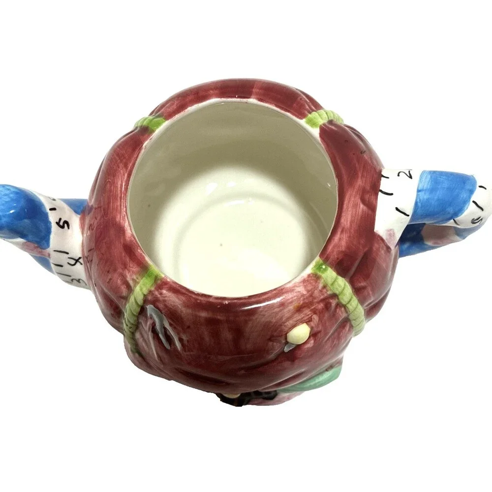 Vintage LEFTON China Tea Pot Ceramic Mouse Sewing Basket Theme - Hand Painted